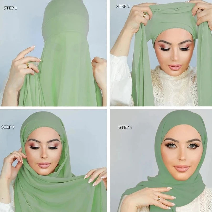 Instant Chiffon Hijab With Cap