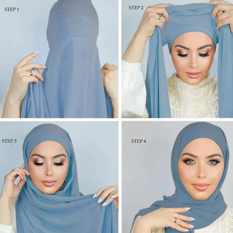 Instant Chiffon Hijab With Cap
