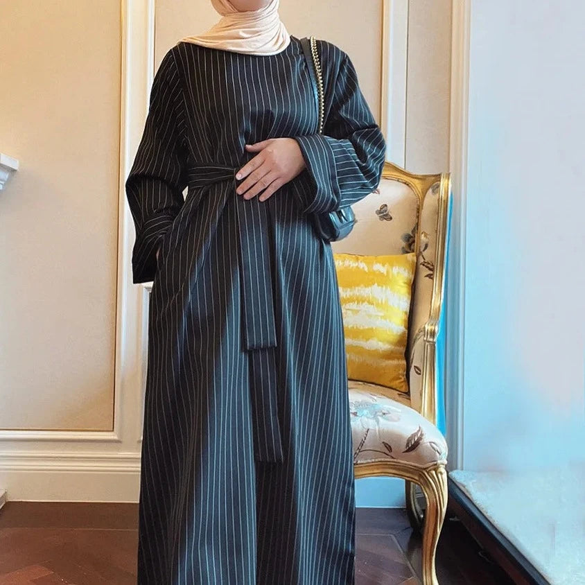 Lila Striped Abaya