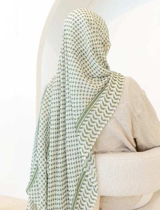 Olive Keffiyeh Chiffon Hijab