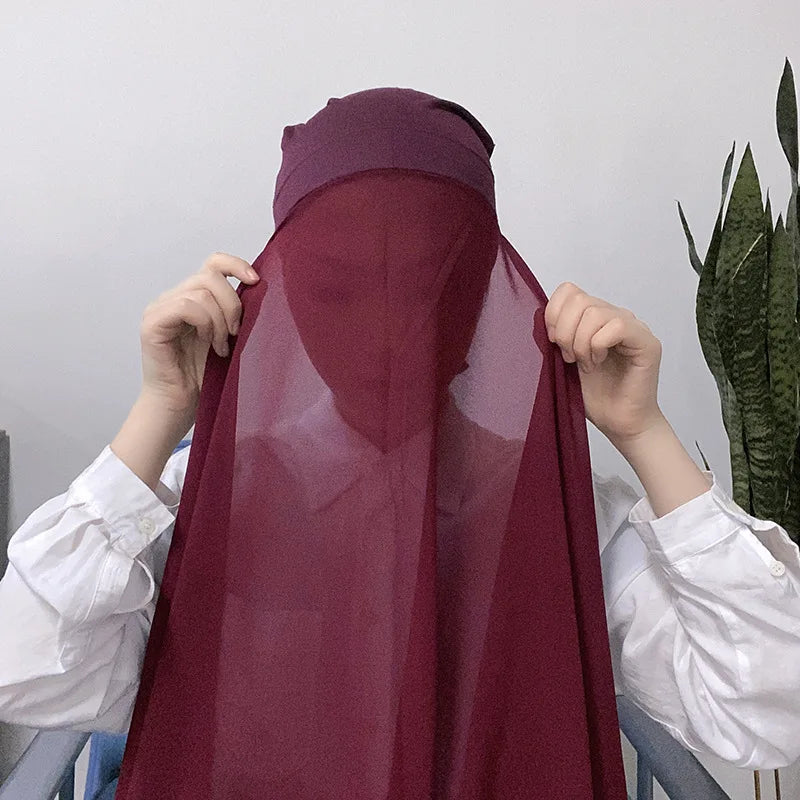 Instant Chiffon Hijab With Cap